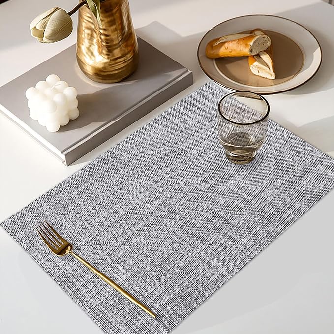 Vinyl Placemats Set of 8, PVC Woven Washable Non-Slip Table Mats, Heat - Image 5