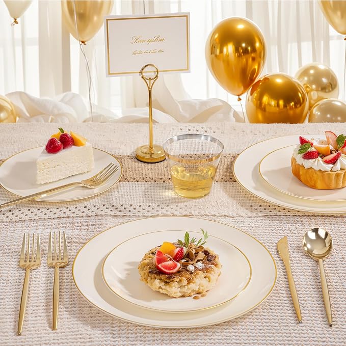 bUCLA 150PCS Ivory Plastic Plates - Image 4