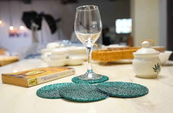 Handmade Beaded Bar Drink Tabletop Protection Coasters - Image 7