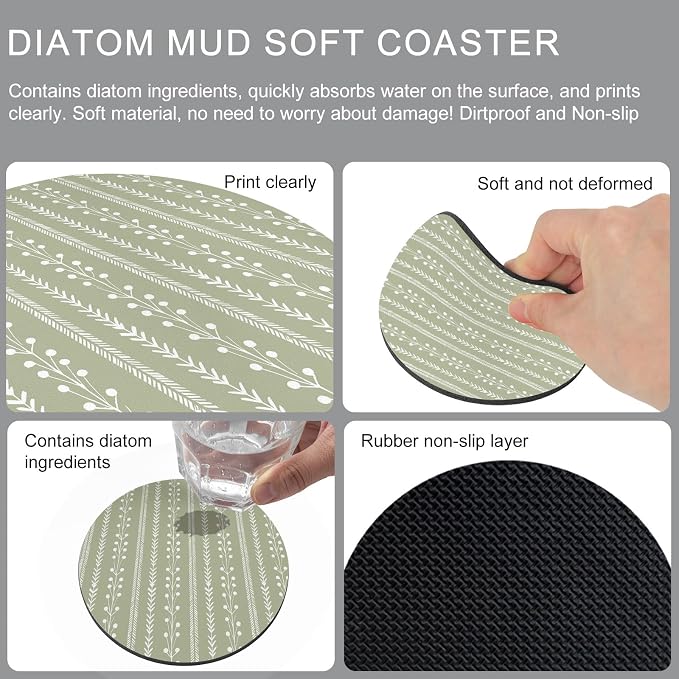 Rustic Farmhouse Coasters Set of 6, Absorbent Coasters - Image 9