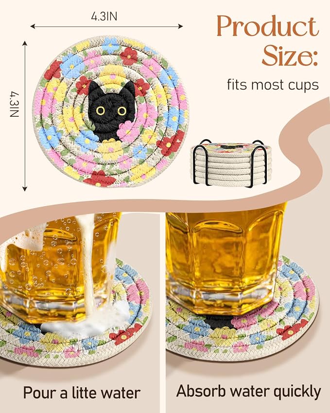 Absorbent Cup Coasters Set of 6 - Image 4