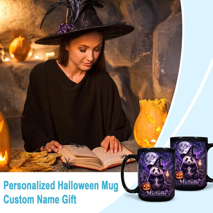 Hyturtle Personalized Halloween Panda Mug, Custom Name Gift - Image 3