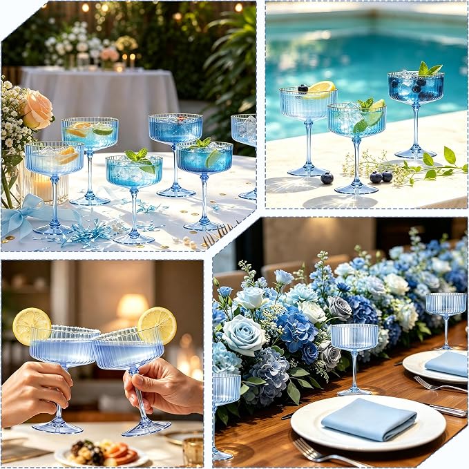 24PCS Plastic Martini Glasses, Unbreakable Reusable Champagne Coupe, Removable - Image 7