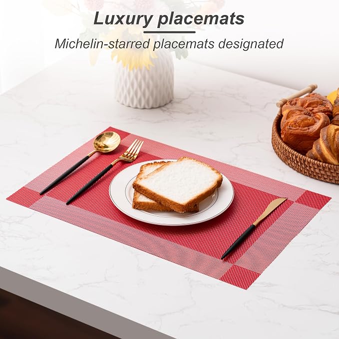 Placemats Set of 6 Washable Indoor | Outdoor Vinyl Place Mats - Image 5