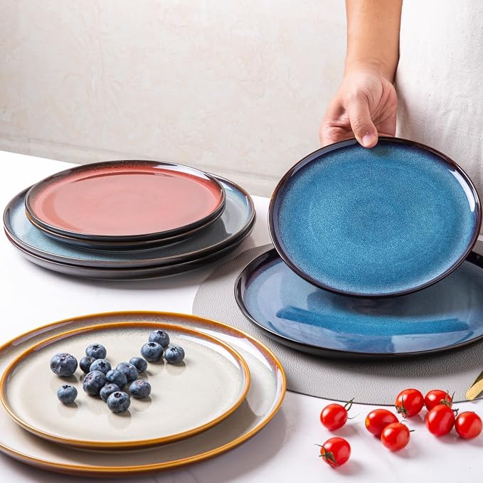 LERATIO Ceramic Plates Set of 6, 10.5 Inch Reactive Glaze Light Weight - Image 6