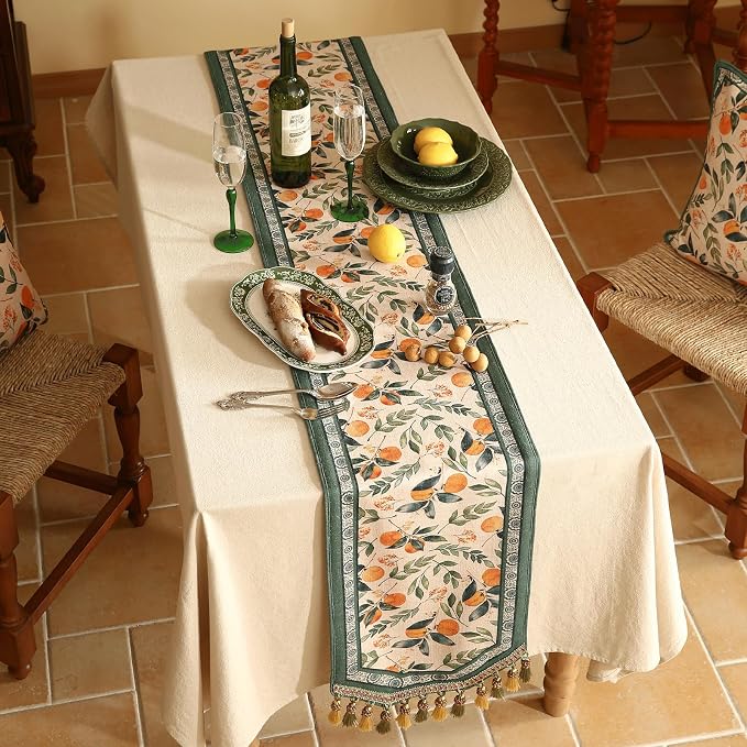 Patdrea Designer Vintage French Linen Table Runner, Thanksgiving Dining Table - Image 8