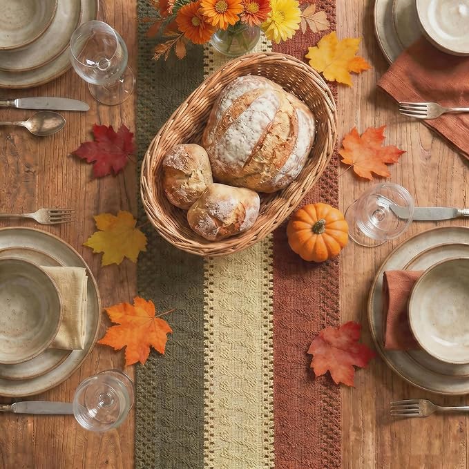 Artoid Mode Caramel Brown Coffee Farmhouse Rustic Table Runner 12x72 Inch | - Image 2