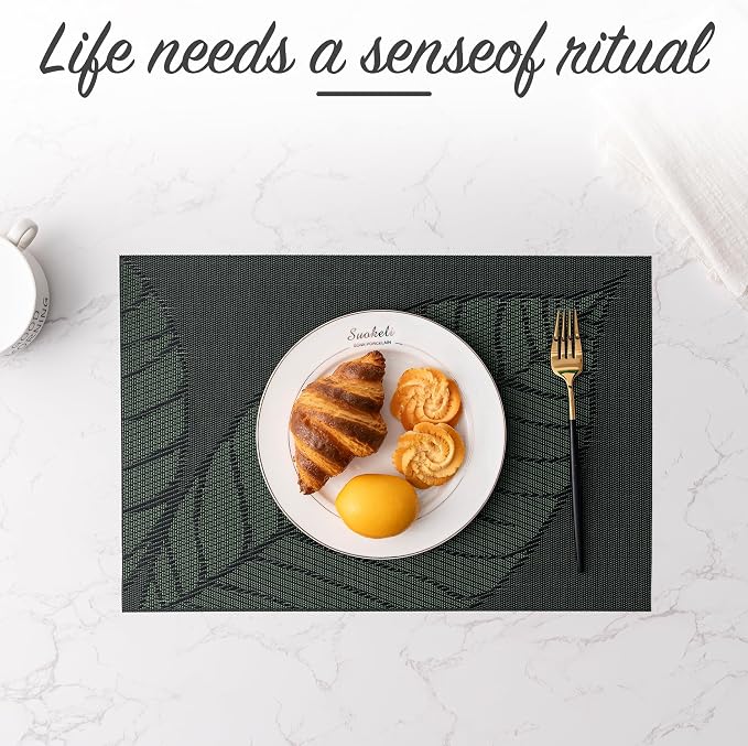 Placemats Set of 6 Washable Indoor | Outdoor Vinyl Place Mats - Image 6