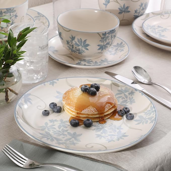 Gibson Home Admiral Hall 12-Piece Matte Stoneware Dinnerware Set – Dinner Plates - Image 3