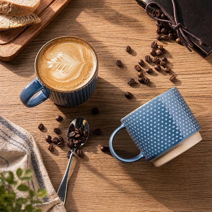GBhome 12 OZ Stackable Coffee Mugs, Ceramic Coffee Mugs - Image 2
