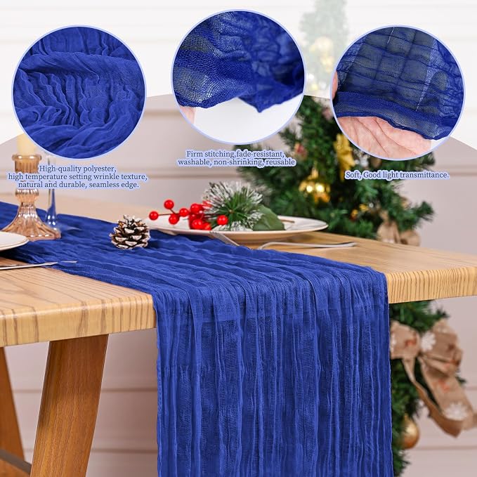 8 Pack Royal Blue Table Runners 17 x 108inch Cheesecloth Table Runner Boho - Image 5
