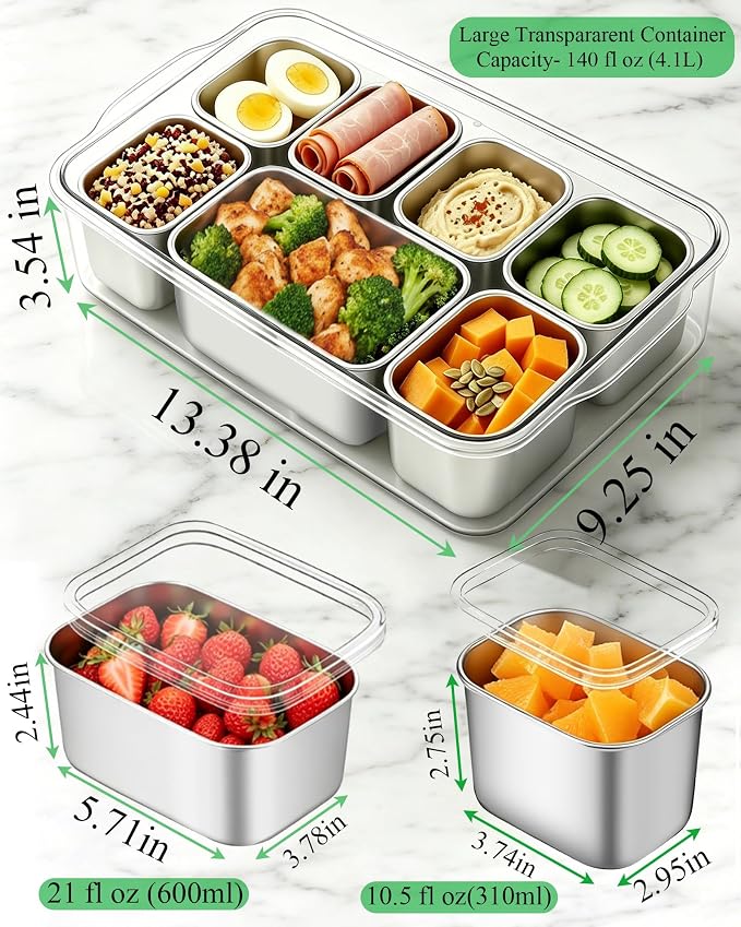 Snackle Box Container, Stainless Steel Divided Serving Tray - Image 5