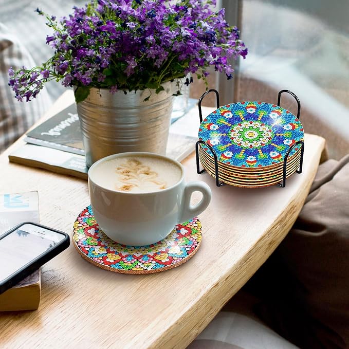 6 pcs Diamond Painting Coasters | Diamond Art Coasters | Mandala Diamond Art - Image 3