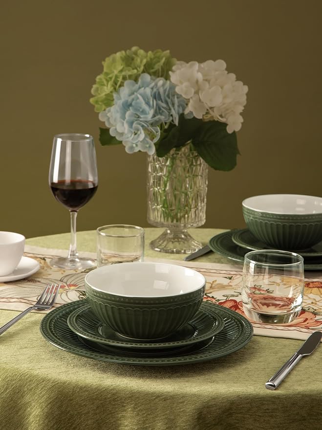 Famiware Ceramic Plates and Bowls Sets, Embossed Dishes Dinnerware - Image 6