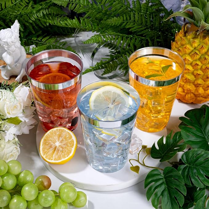 IOOOOO 200 Pack 12 oz Silver Plastic Cups, Plastic Party Wine Glasses Cocktail - Image 4