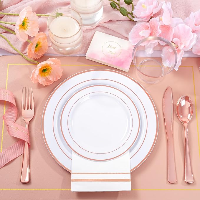 GATHER 350PCS Rose Gold Plastic Plates - Image 3