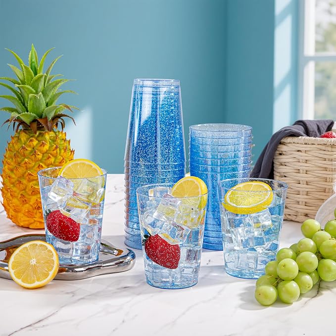 DaYammi 100 Pack Blue Plastic Cups 10 oz Disposable Cups Tumblers, Elegant Blue - Image 3