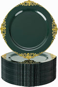 Nervure 100Pcs 10.25'' Green Plastic Plates, Party Plates by Nervure