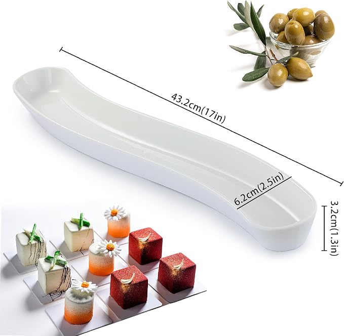 2 Pack Olive Dish, 17-Inch Ceramic Appetizer Tray - Image 2