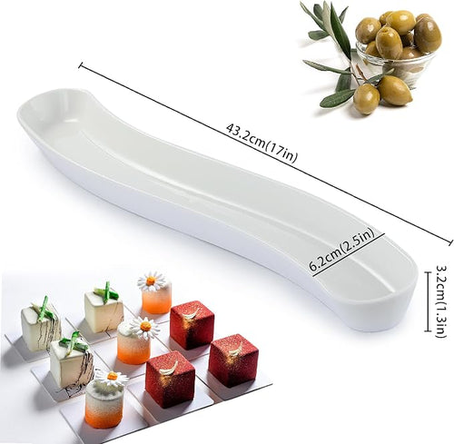 2 Pack Olive Dish, 17-Inch Ceramic Appetizer Tray - Image 2