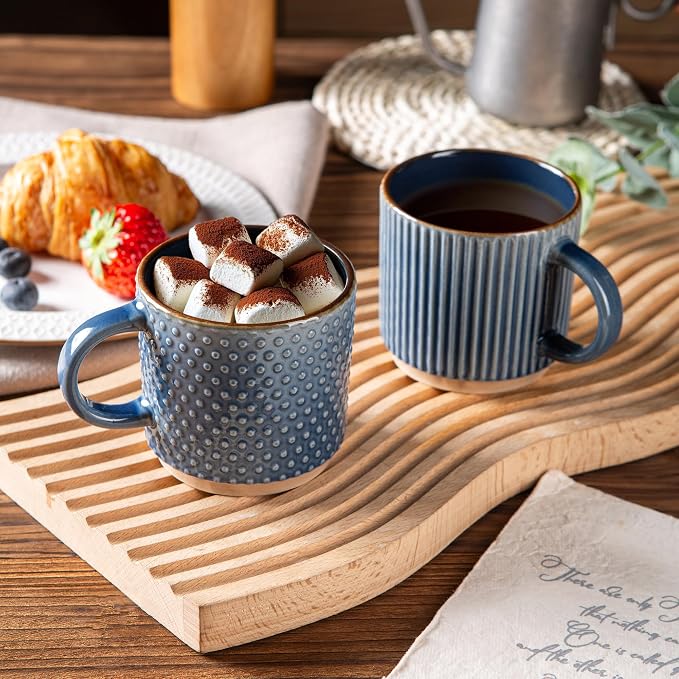 GBhome 6 OZ Stackable Coffee Mugs Set of 4, Ceramic Espresso Coffee Cups | - Image 6