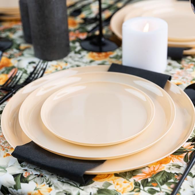 PLASTICPRO [30 Pack 10.6 Plastic Party Plates Beige Edge Collection Premium - Image 4