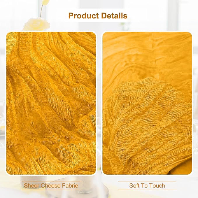 10 Pack Gold Cheesecloth Table Runner 35x120 Inch 10Ft Rustic Gauze Cheese - Image 3