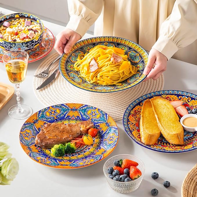 vancasso Colorful Dinner Plates Set of 6, 10.5 Inch Ceramic Kitchen Plates | - Image 7