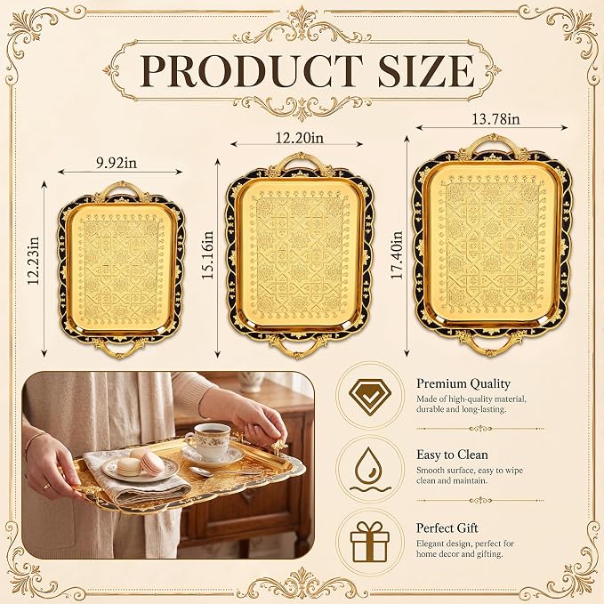 3 Pack Metal Serving Trays - Image 3