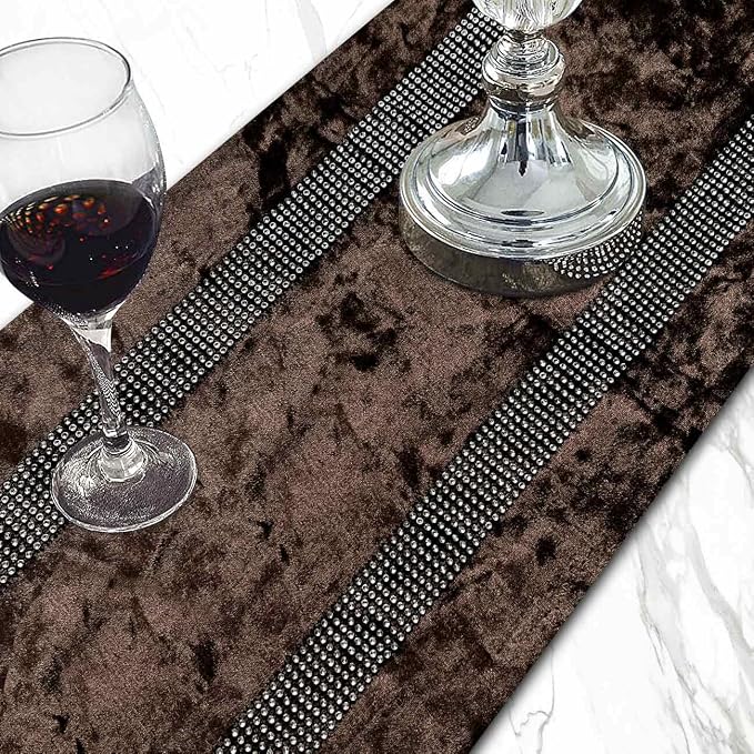Fancy Brown Table Runner, Ombre Velvet, Modern Style - Image 2