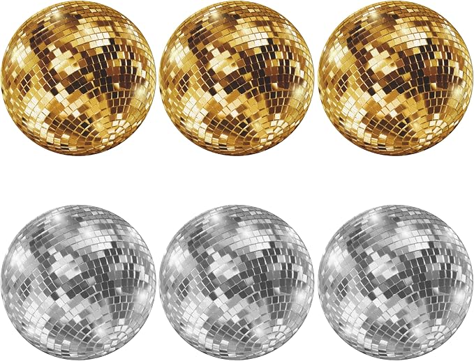 Gold Disco Ball Coasters Leather Round Drink Coasters 6 Pcs Set - Image 2
