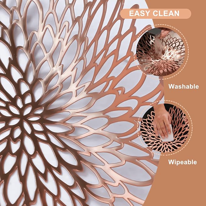 Snowkingdom 18 Pack Rose Gold Placemats Bulk Metallic Pressed Vinyl - Image 6
