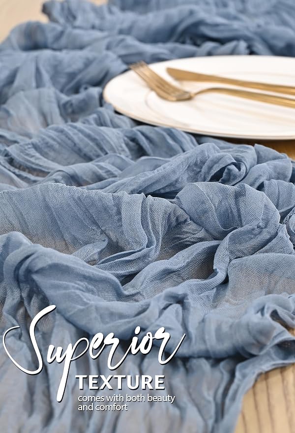 18 Pack Cheesecloth Table Runner 10FT Dusty Blue Table Runner Boho Gauze Cheese - Image 4