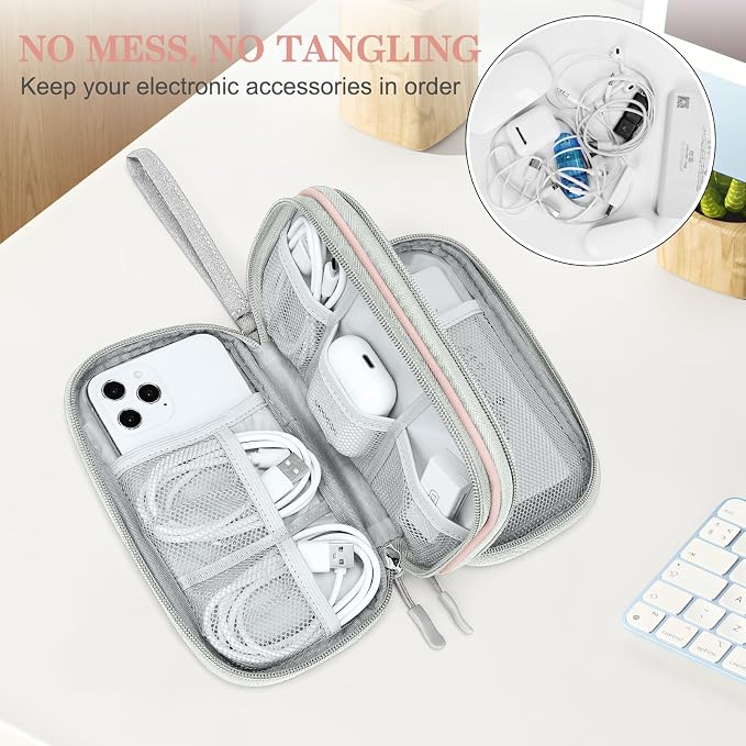 FYY Electronic Organizer, Travel Tech Pouch Bag, Cable Organizer Light Pink | - Image 5