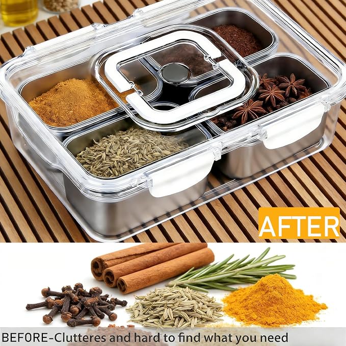 Snackle Box Container, Stainless Steel Divided Serving Tray - Image 6