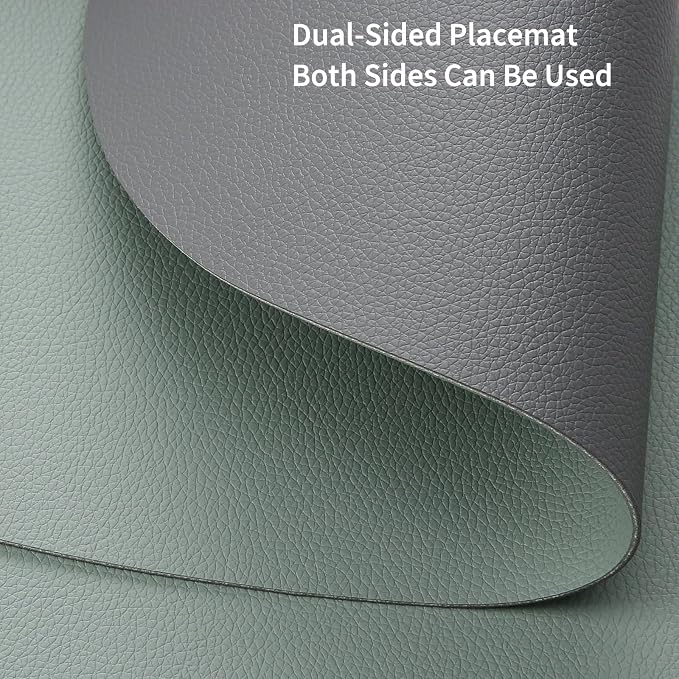 Myir JUN 15 Inches Round Placemats Set of 6 Faux Leather Place Mats | - Image 3