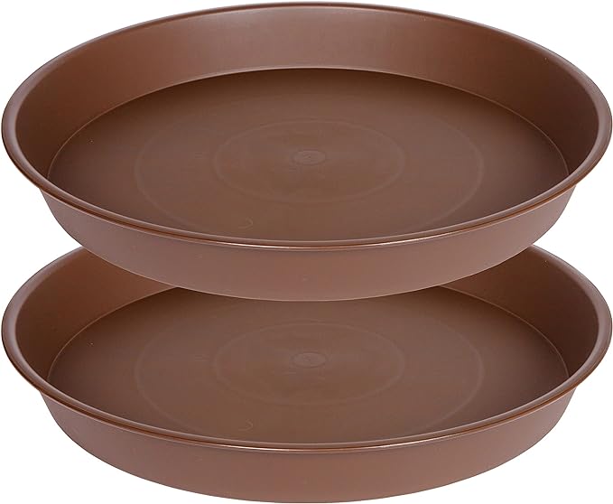2 Pack of 10 inch Plant Saucer Gray, Heavy Duty Plastic Plant Saucer 10 inch by Bleuhome