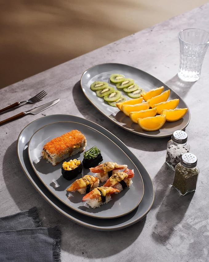 famiware Serving Platter, Oval 15.59/14.3/12.9 inch Serving Dishes - Image 4
