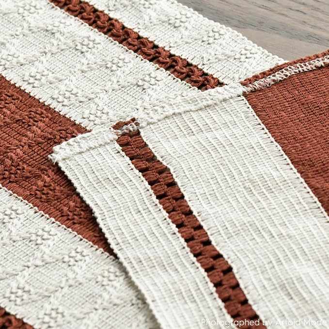 Artoid Mode Caramel Rustic Woven Table Runner 12x48 Inch | Holiday Farmhouse - Image 5