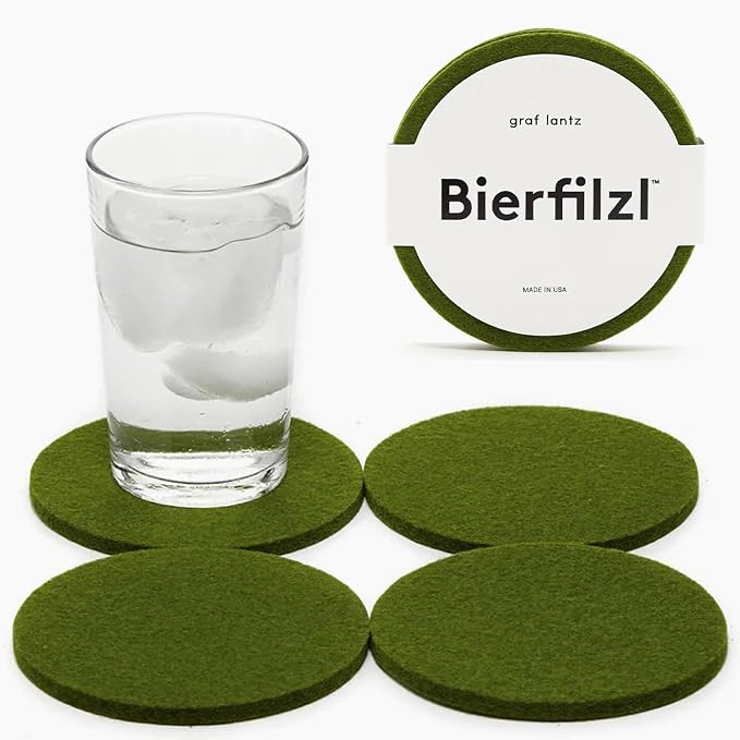 Graf Lantz - Bierfilzl Merino Wool Round Coasters Set of 4 - Loden Green - by GrafLantz