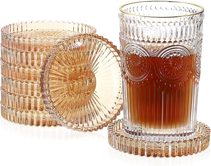 JUXYES Set of 8 Heat-Resistant Clear Glass Coaster by JUXYES