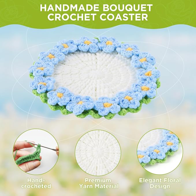 Crochet Flower Coasters, Handmade Bouquet Coasters - Image 4