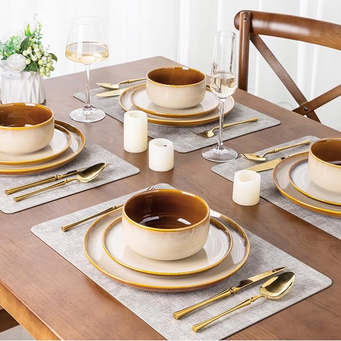 LERATIO Ceramic Dinner Plates Set of 4, 10.5 Inch Reactive Glaze Plate Sets | - Image 7