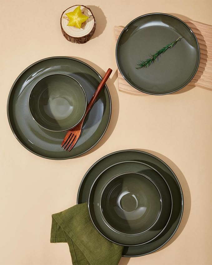 18 Piece Dinnerware Set for 6, Reactive Glaze Terracotta Plates and Bowls Set - Image 5