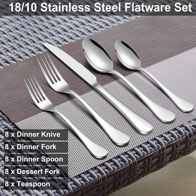 LIANYU Silverware 18/10 Stainless Steel, Flatware Cutlery Set Service - Image 5