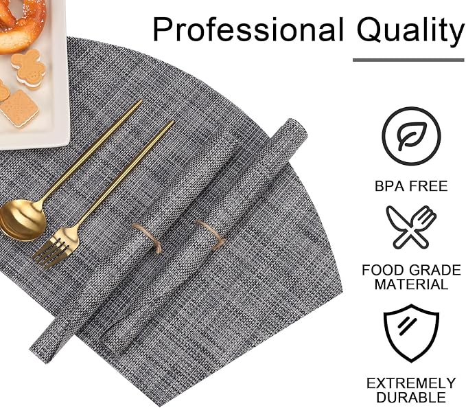 SHACOS Wedge Placemats Set of 4 Woven Vinyl Placemats - Image 8