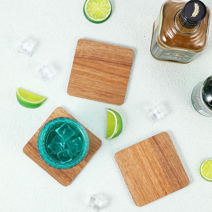 24PCS Wood Coasters Square Wooden Coaster - Image 5