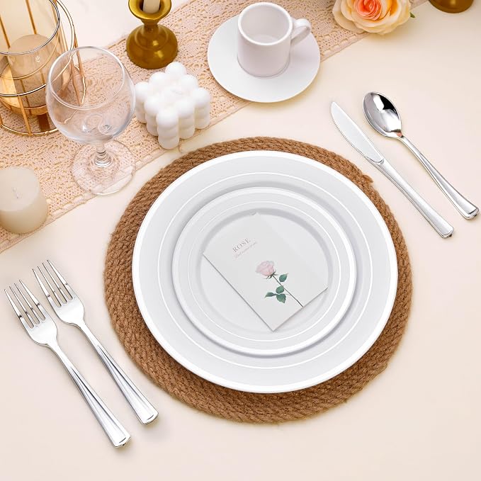 BESTSTAR 100PCS White Plastic Plates - Image 3
