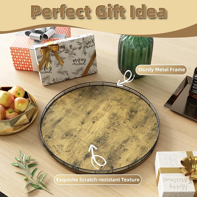 Lazy Susan Turntable Organizer for Table Top, 21’’ Round Wooden Lazy Susan for - Image 6