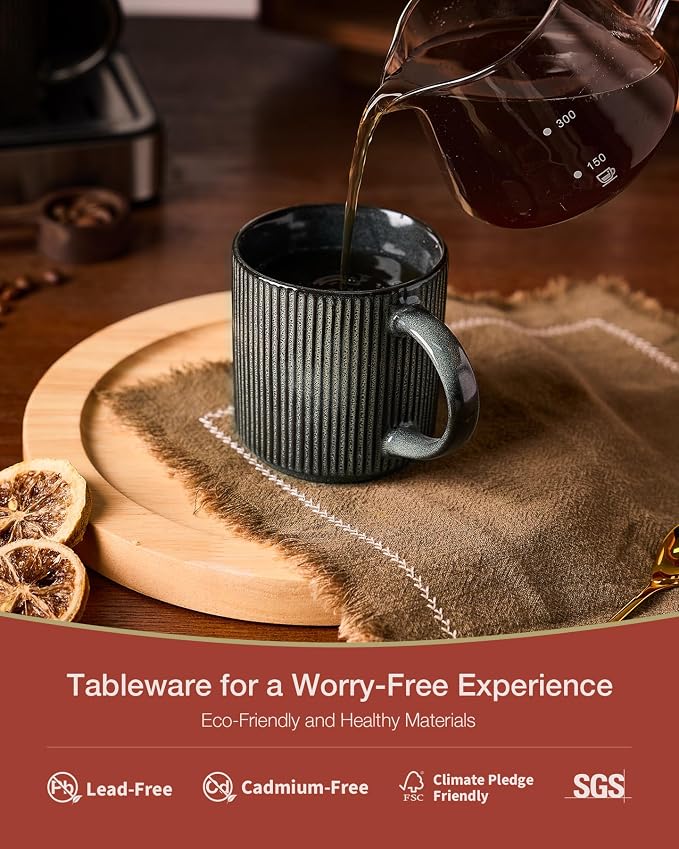 famiware Coffee Mug Set for 6, Star 12 oz Catering Mugs Cup Set - Image 2